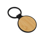 Round Bamboo and Metal Keychains