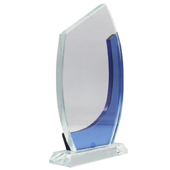 Crystal Trophy Blue Leaf (Flat Top)