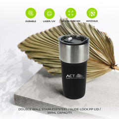 Double Wall SS Tumblers with Slide-Lock PP Lid 591ml