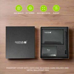 IRTA - Executive Set of Passport Cover, Name Card Holder and Metal Pen - Black