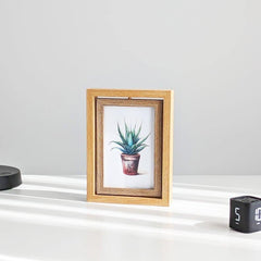 Wood Double Sided 360 Degree  Rotating Photo Frame