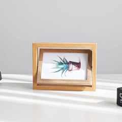 Wood Double Sided 360 Degree  Rotating Photo Frame