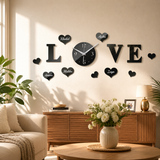 Acrylic Wall Clock for Love Shape Mirror