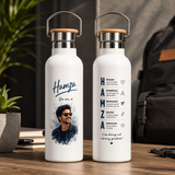 Personalized Stainless Steel Flask With Bamboo Lid