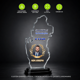 Qatar Map Engraved Crystal Plaque