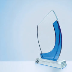 Crystal Trophy Blue Leaf (Flat Top)