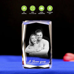 Elegant 3D Laser Engraved Crystal Cuboid