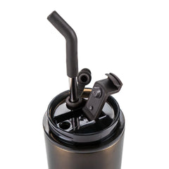 Double Wall SS Tumblers with Transparent Lid & Metal Straw