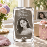 Elegant 3D Laser Engraved Crystal Cuboid