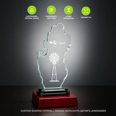 Qatar Map Engraved Crystal Plaque