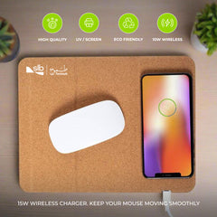 DEBNO - Giftology Cork Mouse Pad with 15W Wireless Charger