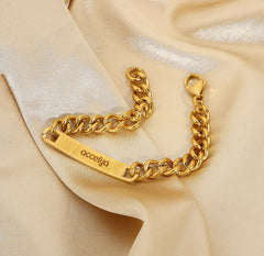 Bangle Gold Plated Stainless Steel Cuban Chain Bracelet