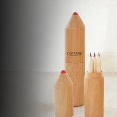Natural Wooden Color Pencil 3.5 Inch Round Shape Wood Tube