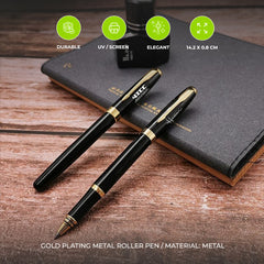 Luxury Hot sale High Quality Black Gold Plating Metal Roller Pen