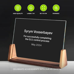 K9 Crystal  Blank Trophy Award Wooden Base