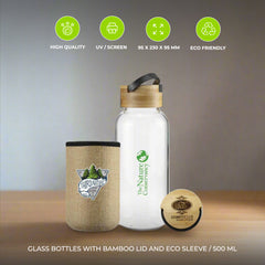 Glass Bottles with Bamboo Lid and Eco Sleeve