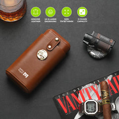 Portable Leather Cedar Wood Cigar Travel Humidor