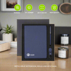 LENZEN - CHANGE ZERO Sustainable Gift Set with Refillable Notebook, Pen & USB Keychain