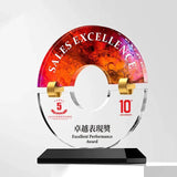 Custom Round K9 Crystal Glass Trophy Award for Employee Recognition
