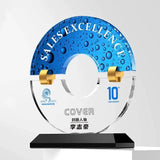 Custom Round K9 Crystal Glass Trophy Award for Employee Recognition