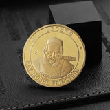 Custom Metal Souvenir Gift Luxury Shiny Gold Plating Coin with Wood Box