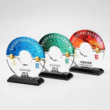 Custom Round K9 Crystal Glass Trophy Award for Employee Recognition