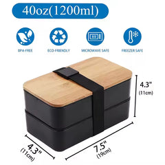 Bamboo Lunch Box with Utensils & Bag