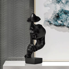 European Style Silence Is Gold Resin Human Figurine Sculpture