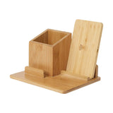 3 In 1 Wood Box Bamboo Desk Organizer 15W Wireless Charger