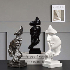 European Style Silence Is Gold Resin Human Figurine Sculpture
