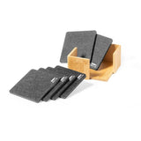 Eco- Neutral RPET Set of 6 Felt Coasters with Bamboo Stand