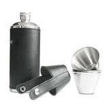 Luxury Leather Whiskey Canteen Set with Shot Glasses