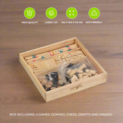 SAURIS - eco-neutral 4-in-1 Wooden Games Box