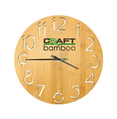 Round Bamboo Wall Clock, 28 cm Dia, Type Analog