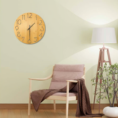 Round Bamboo Wall Clock, 28 cm Dia, Type Analog