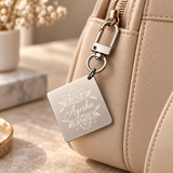 Square Laser-Engraved Logo Keychain Stainless Steel
