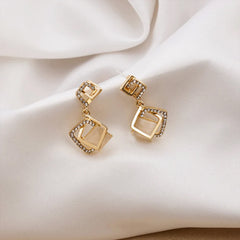 Multi-Geometric Cubic Diamond Personalized Earrings for Women