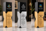 Black Crystal Glass Awards Trophy
