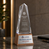K9 3D Logo Crystal Trophy with Wood Base