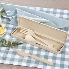 Hella - Eco-Neutral 3 Pcs Wheat Straw Cutlery Set - Gifto Graphics