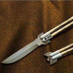 High Carbon Steel Filipino Balisongs butterfly Brass with Stainless Brass with walnut burl wood Inserts