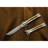 High Carbon Steel Filipino Balisongs butterfly Brass with Stainless Brass with walnut burl wood Inserts