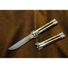 High Carbon Steel Filipino Balisongs butterfly Brass with Stainless Brass with walnut burl wood Inserts