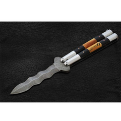 High Carbon Steel Filipino Balisongs butterfly Brass with Stainless Steel with Bone and rose Wood Inserts