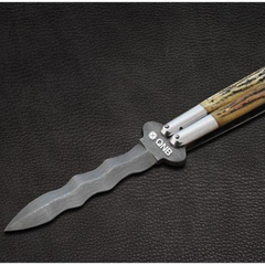 High Carbon Steel Filipino Balisongs butterfly Brass with Stainless Steel with Jigged Bone with rose Wood