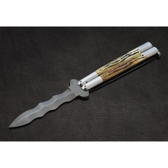 High Carbon Steel Filipino Balisongs butterfly Brass with Stainless Steel with Jigged Bone with rose Wood