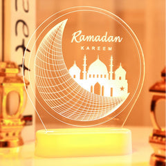 Set of 5 Islamic Acrylic 3D LED Light Table Lamp Optical Atmosphere Night Decoration For Eid & Ramadan