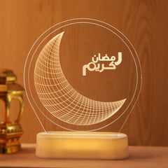 Set of 5 Islamic Acrylic 3D LED Light Table Lamp Optical Atmosphere Night Decoration For Eid & Ramadan