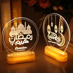 Set of 5 Islamic Acrylic 3D LED Light Table Lamp Optical Atmosphere Night Decoration For Eid & Ramadan