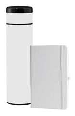 SARGAN - Vacuum Flask with Temperature Lid and Notebook Gift Set